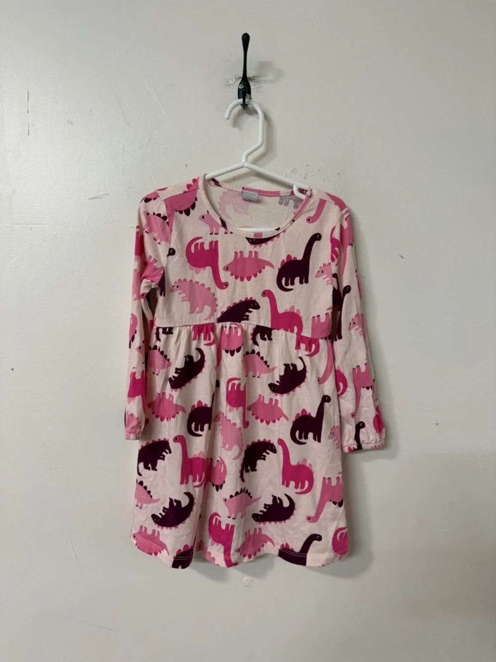 Girls Pink Dinosaur Print Dress